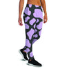 Purple And Black Cow Print Women's Joggers-grizzshop