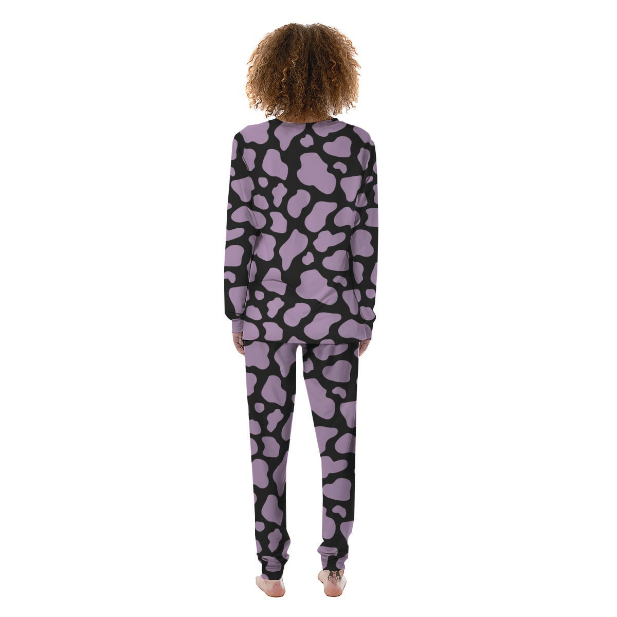 Purple And Black Cow Print Women's Pajamas-grizzshop