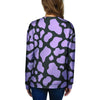 Purple And Black Cow Print Women's Sweatshirt-grizzshop