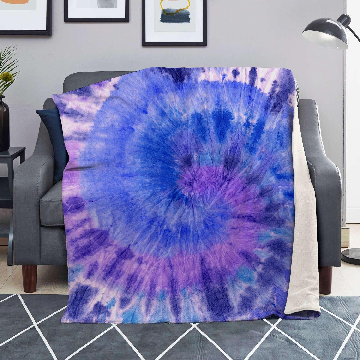 Purple And Blue Tie Dye Blanket-grizzshop