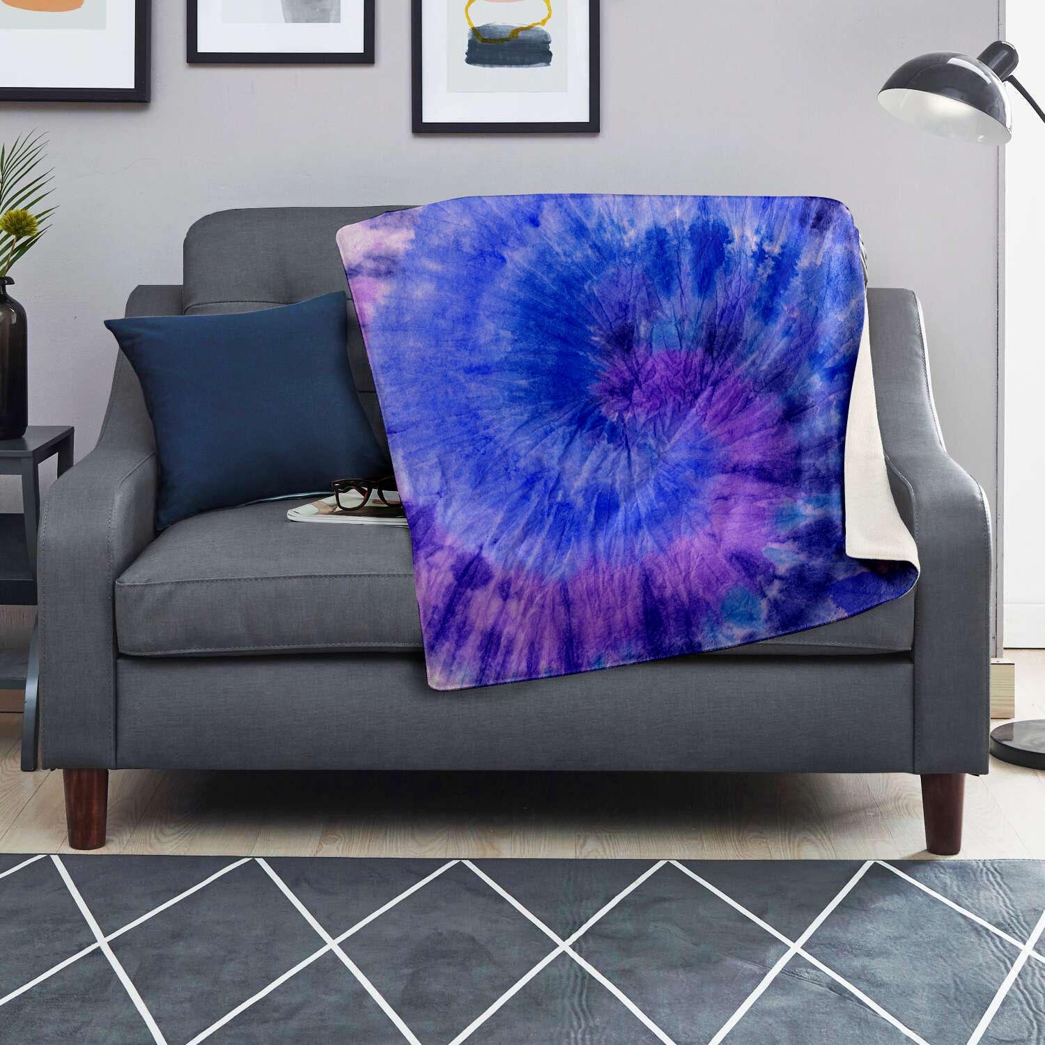 Purple And Blue Tie Dye Blanket-grizzshop