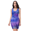 Purple And Blue Tie Dye Bodycon Dress-grizzshop