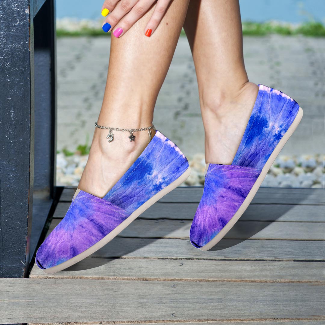 Purple And Blue Tie Dye Canvas Shoes-grizzshop
