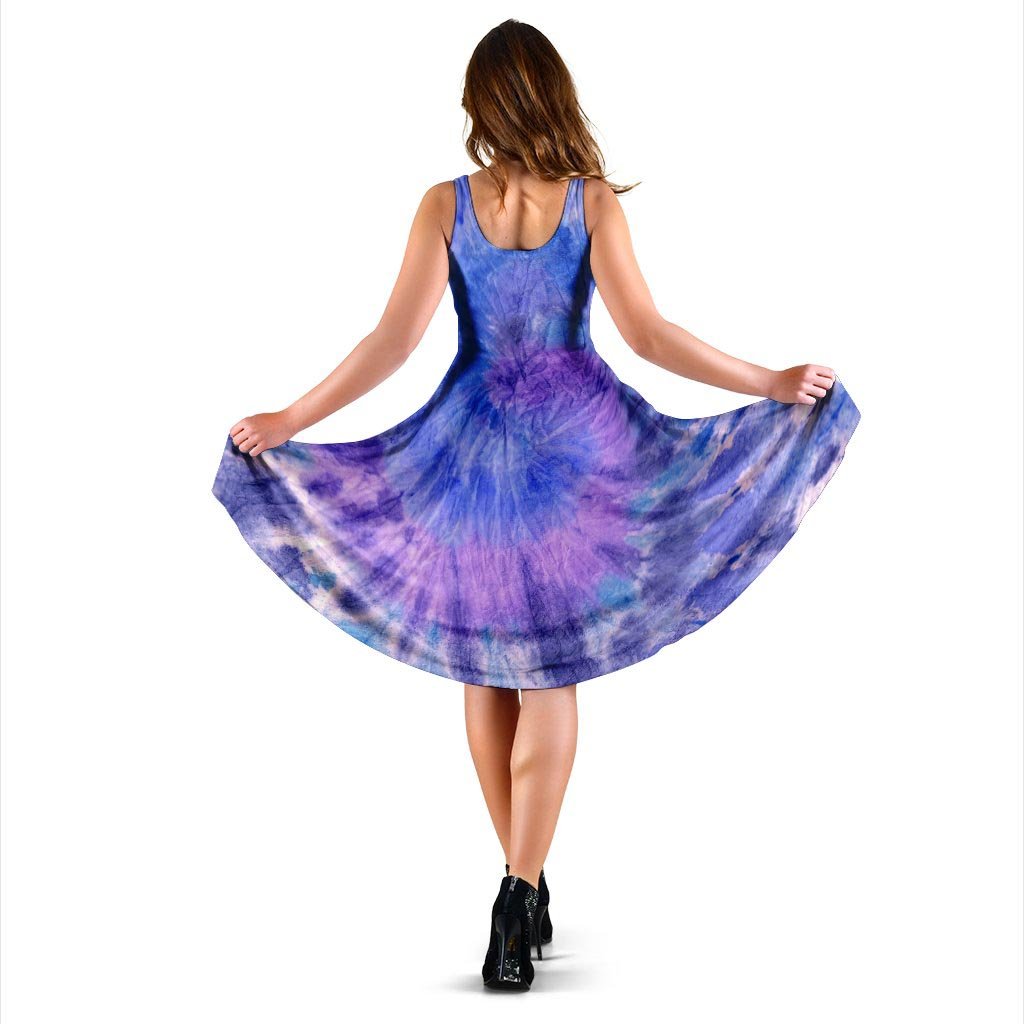 Purple And Blue Tie Dye Dress-grizzshop