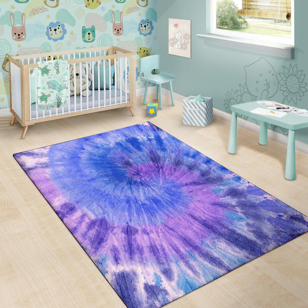 Purple And Blue Tie Dye Floor Mat-grizzshop