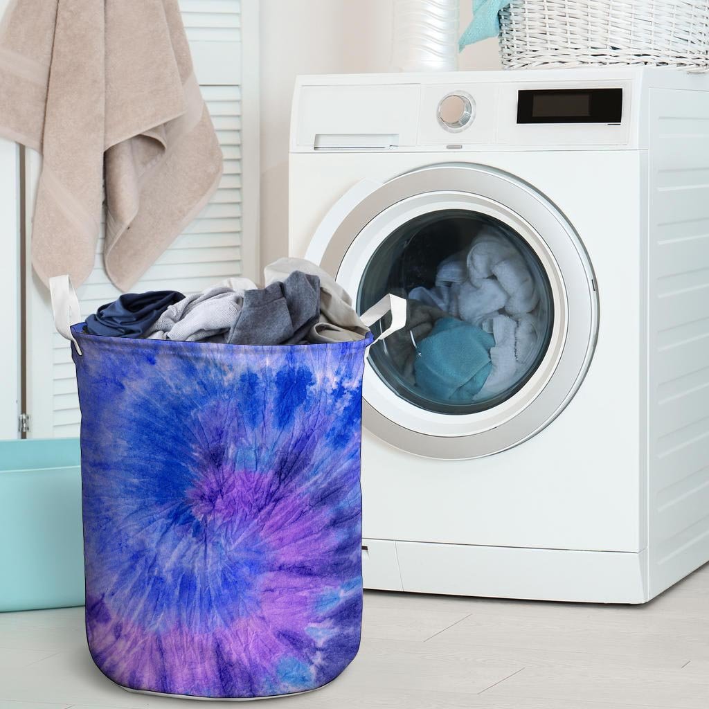 Purple And Blue Tie Dye Laundry Basket-grizzshop