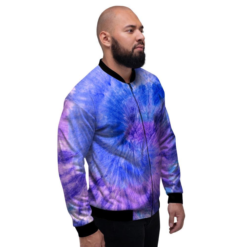 Purple And Blue Tie Dye Men's Bomber Jacket-grizzshop