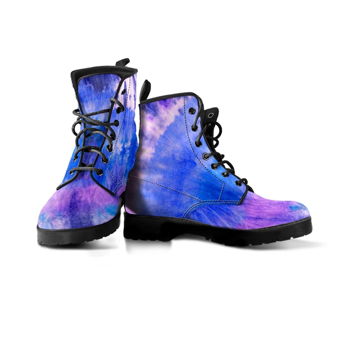 Purple And Blue Tie Dye Men's Boots-grizzshop