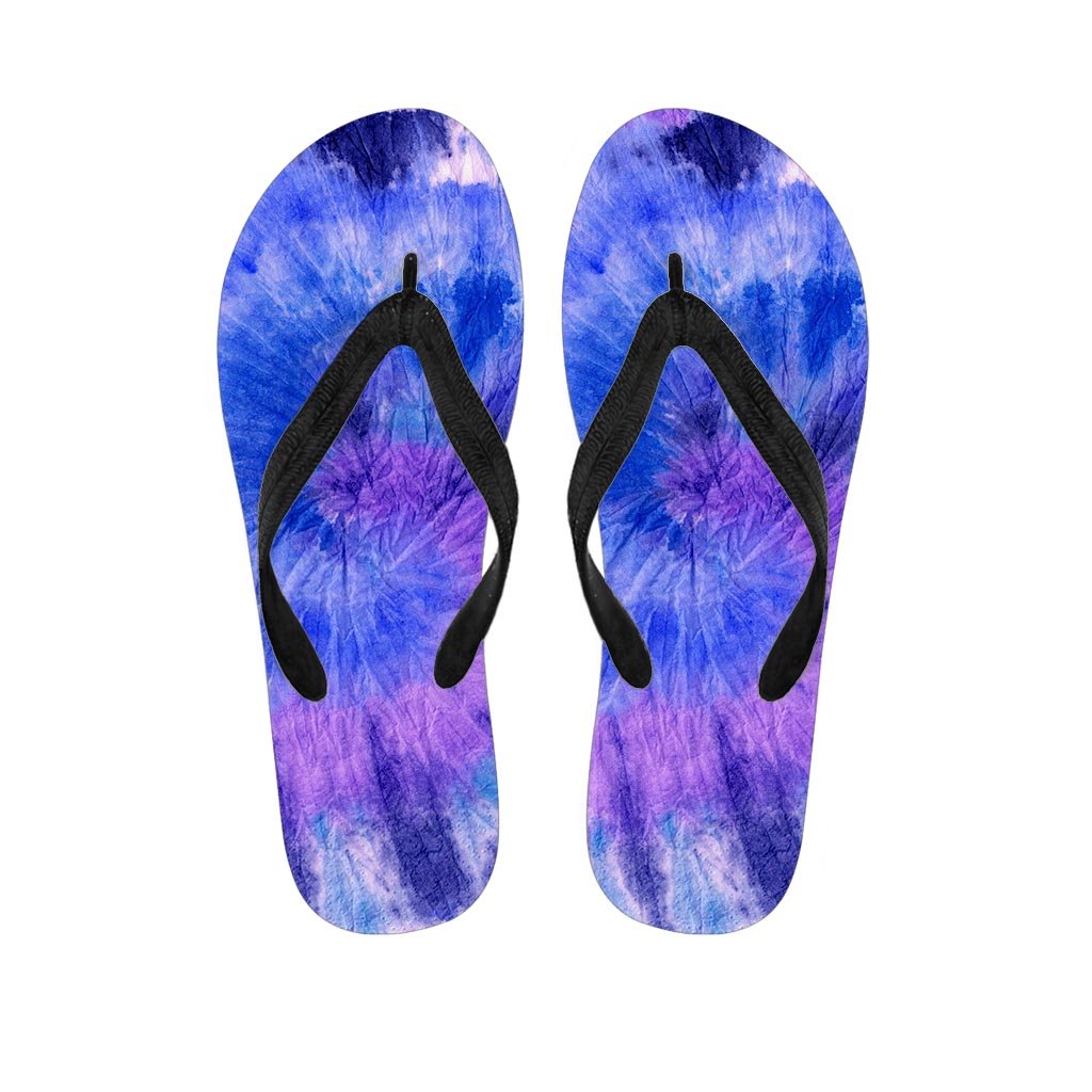 Purple And Blue Tie Dye Men's Flip Flops-grizzshop