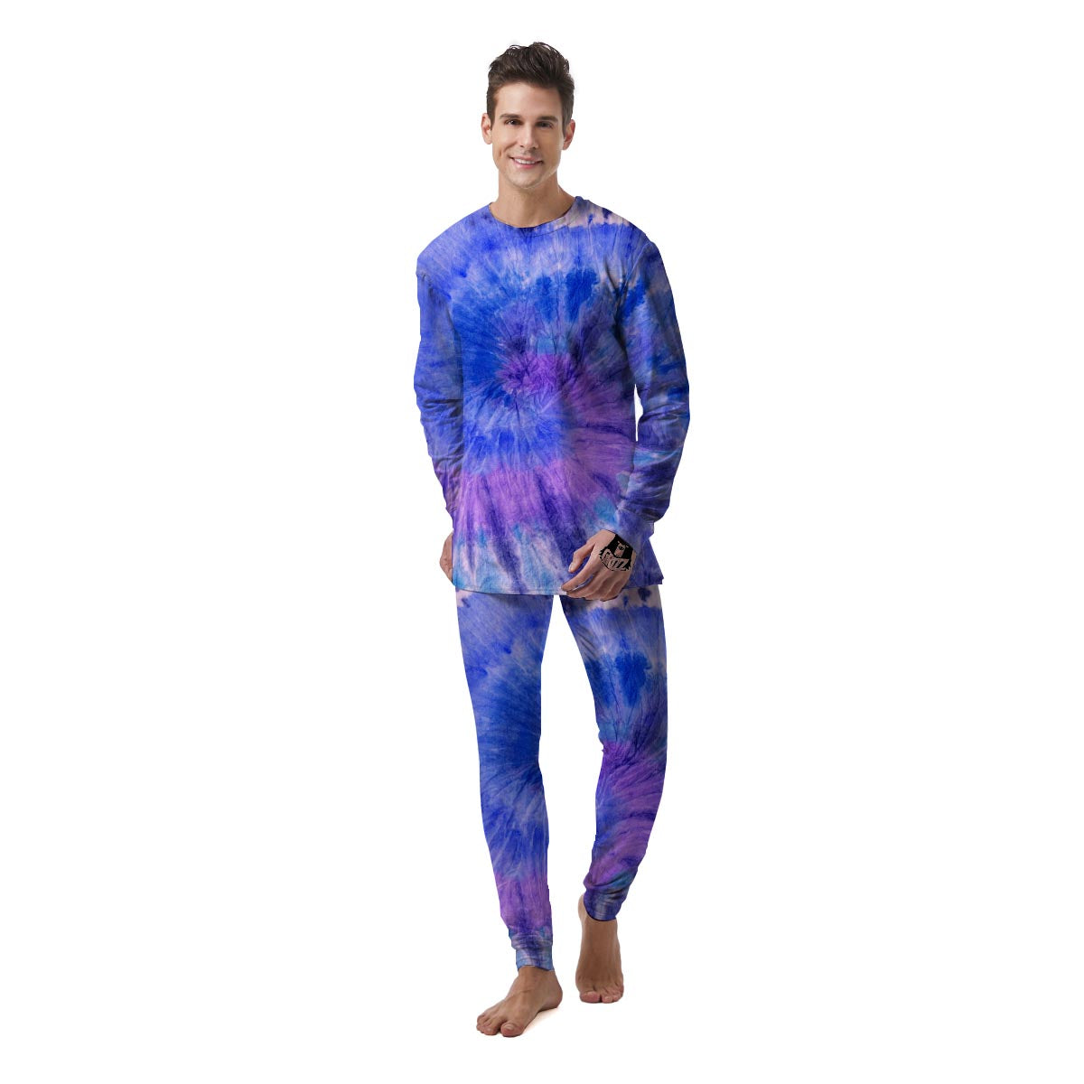 Purple And Blue Tie Dye Men's Pajamas-grizzshop