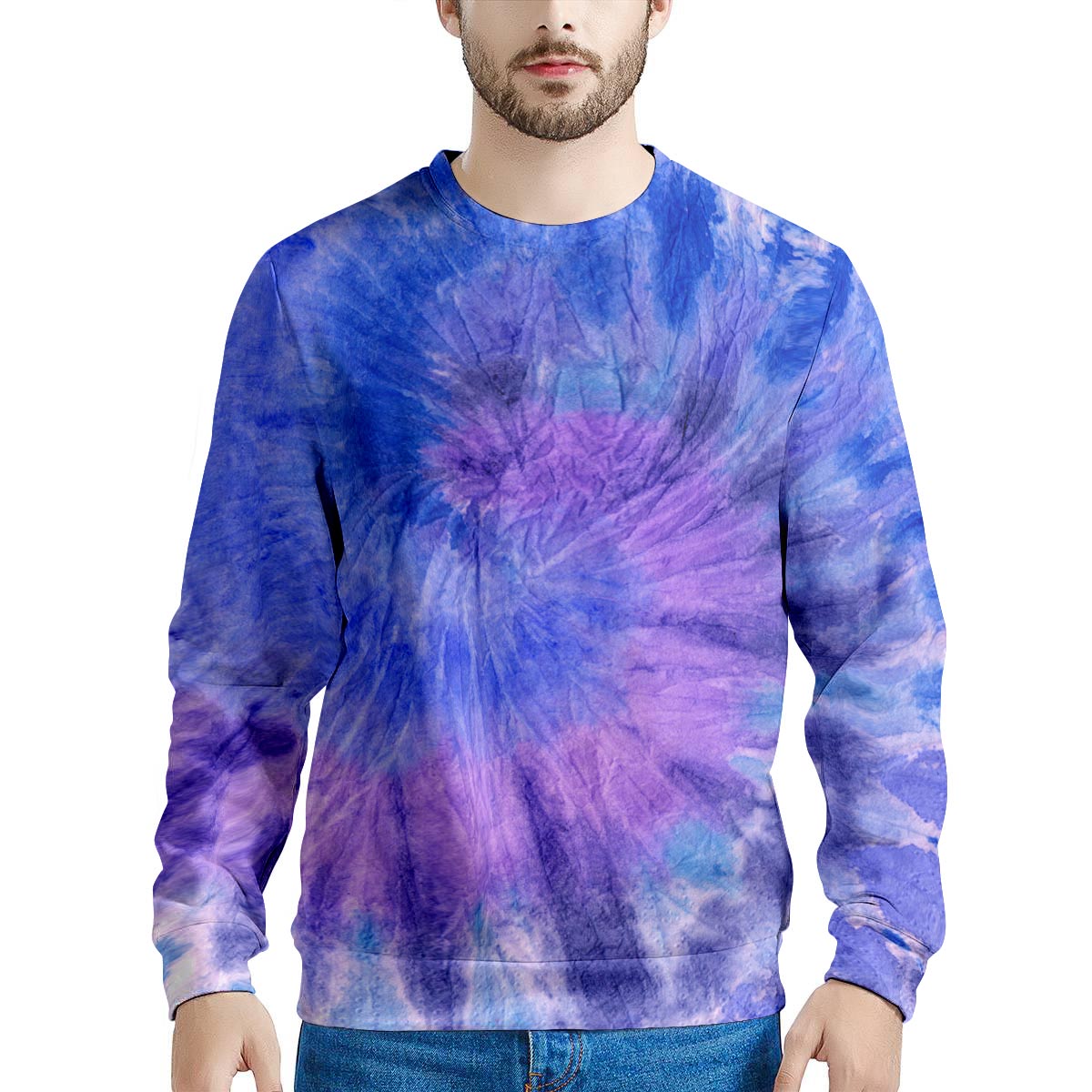 Purple And Blue Tie Dye Men's Sweatshirt-grizzshop