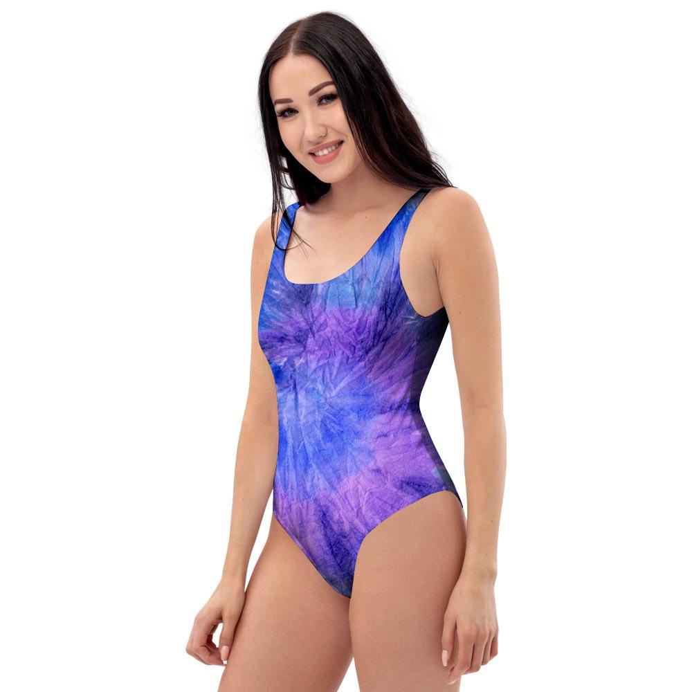 Purple And Blue Tie Dye One Piece Swimsuite-grizzshop