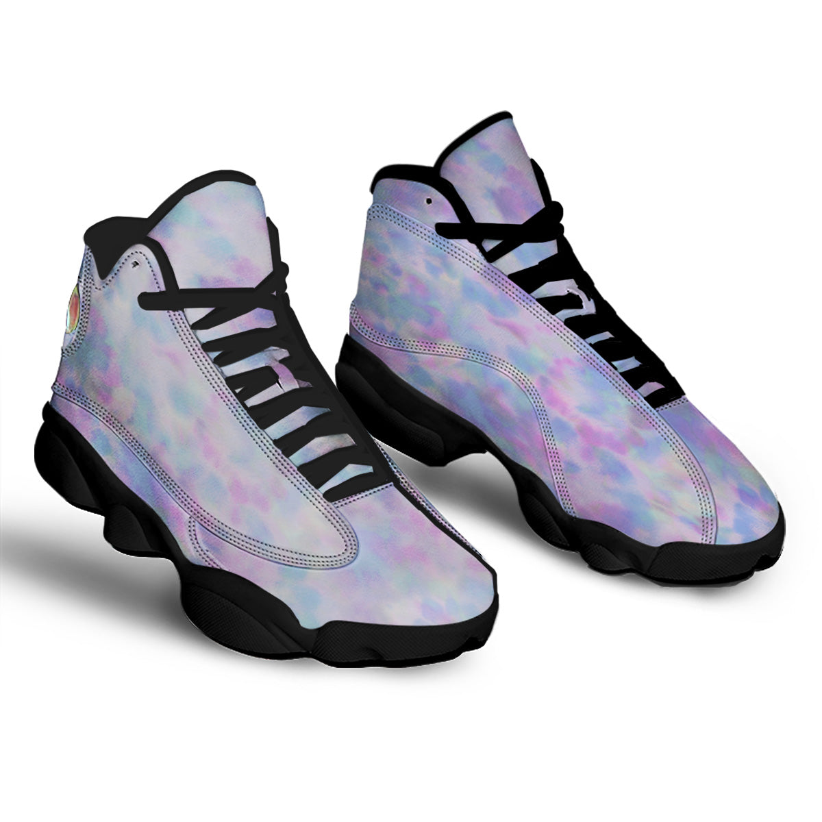 Purple And Blue Tie Dye Shibori Print Black Basketball Shoes-grizzshop