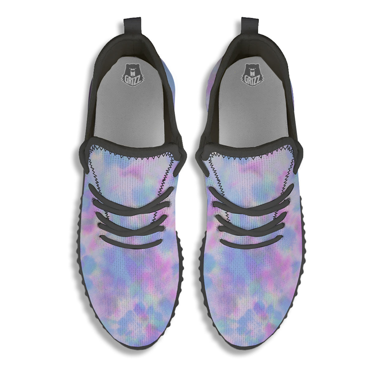 Purple And Blue Tie Dye Shibori Print Black Walking Shoes-grizzshop