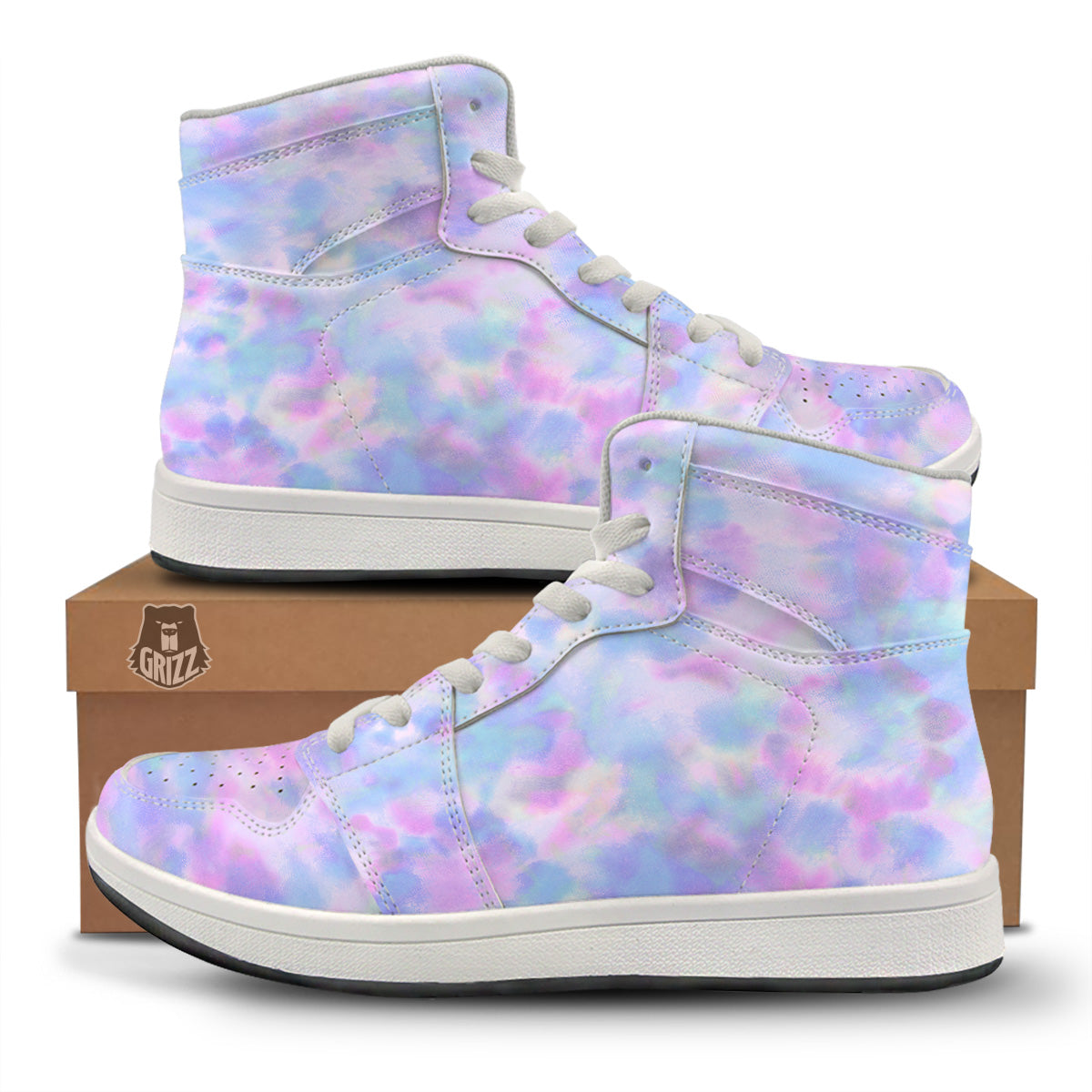 Purple And Blue Tie Dye Shibori Print High Top Sneakers-grizzshop