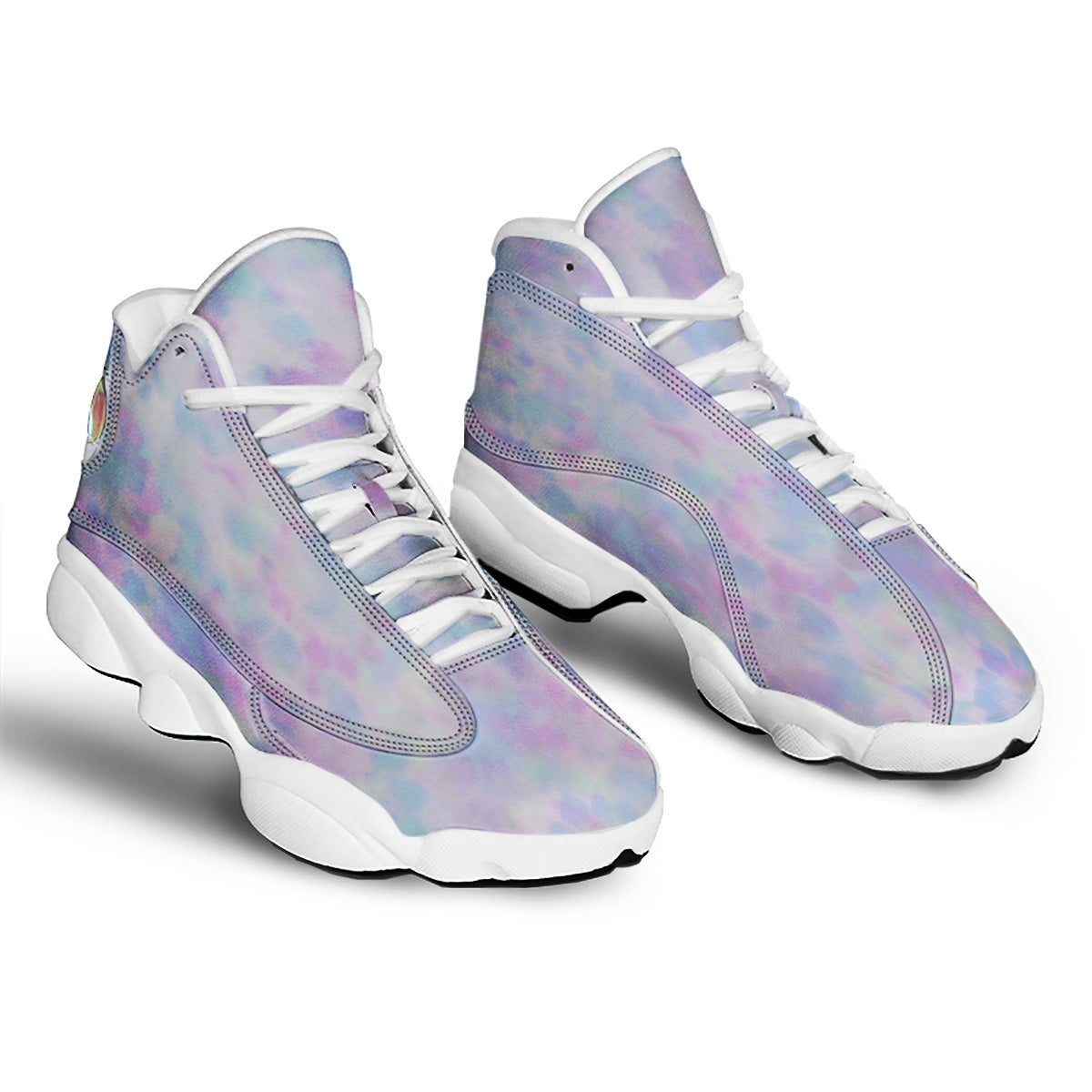 Purple And Blue Tie Dye Shibori Print White Basketball Shoes-grizzshop