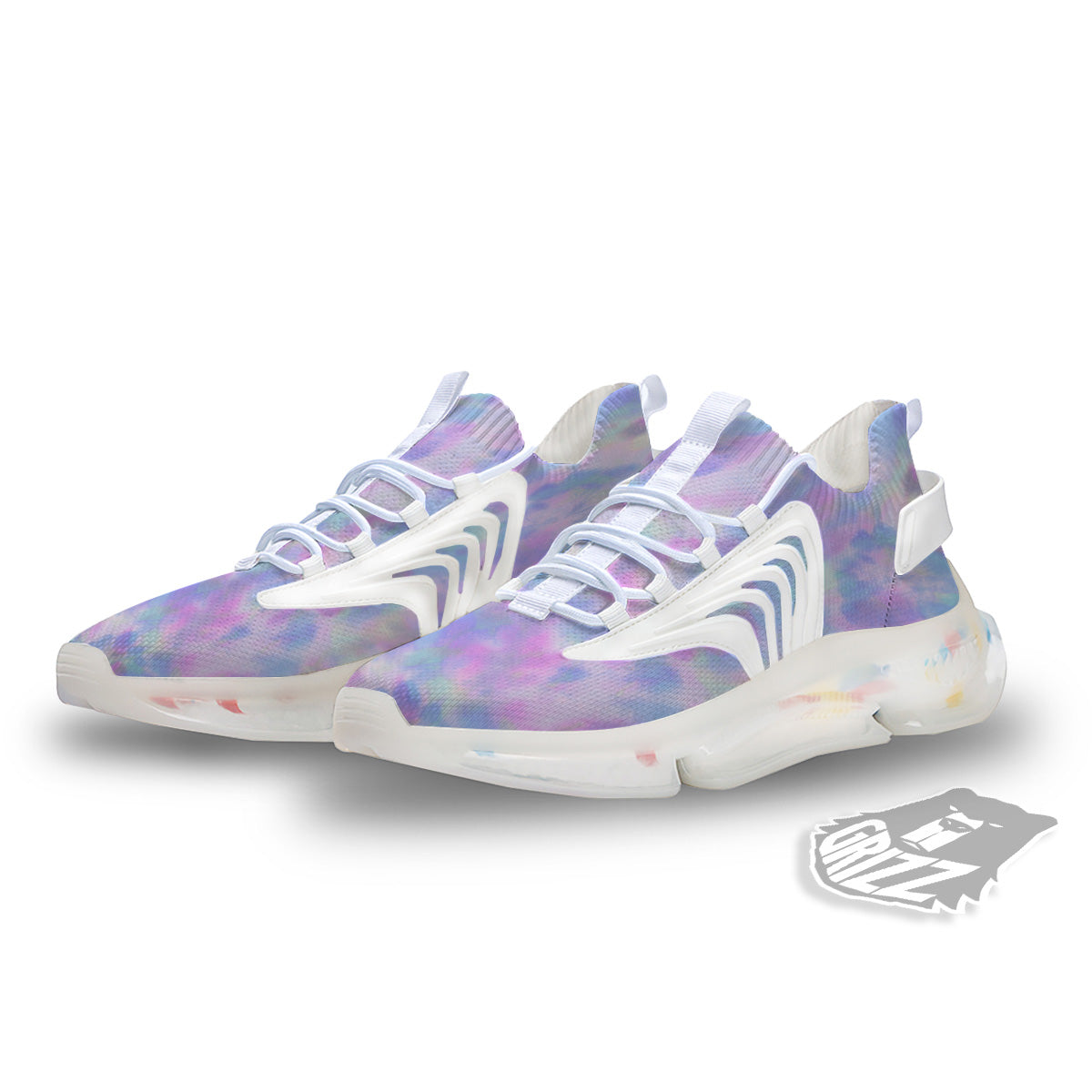Purple And Blue Tie Dye Shibori Print White Gym Shoes-grizzshop