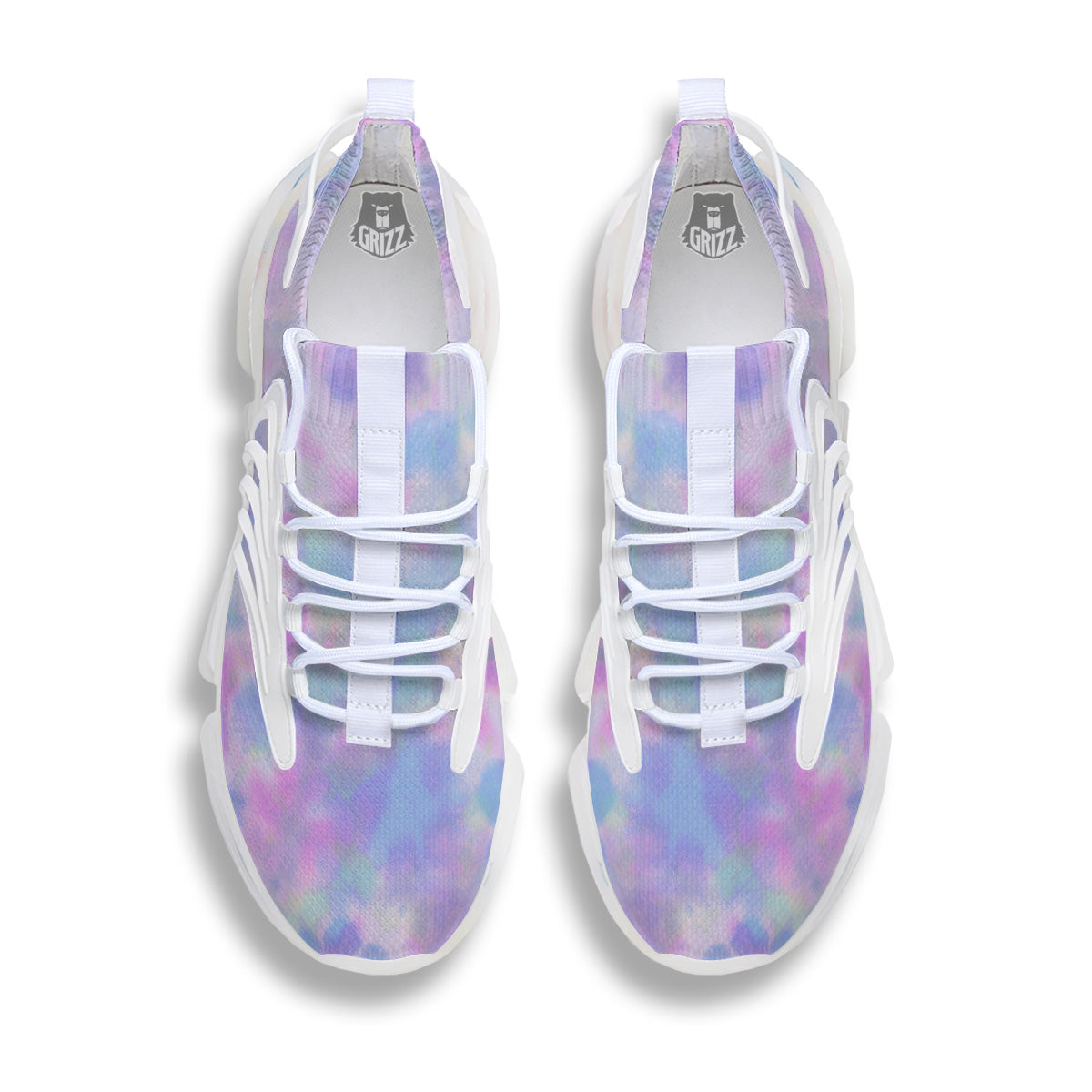Purple And Blue Tie Dye Shibori Print White Gym Shoes-grizzshop