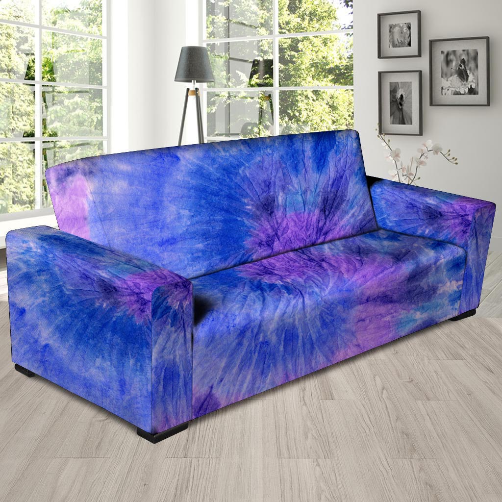 Purple And Blue Tie Dye Sofa Cover-grizzshop