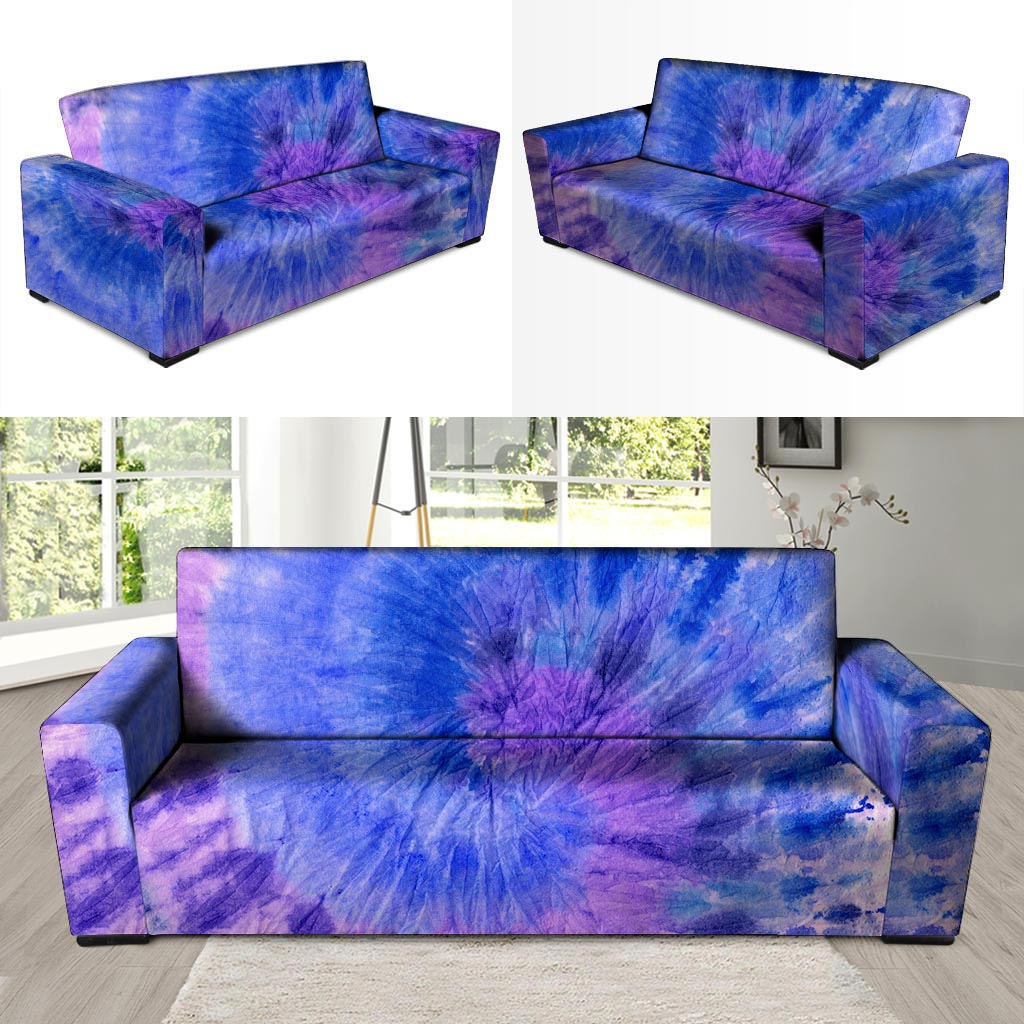 Purple And Blue Tie Dye Sofa Cover-grizzshop