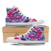 Purple And Blue Tie Dye Spiral Print White High Top Shoes-grizzshop