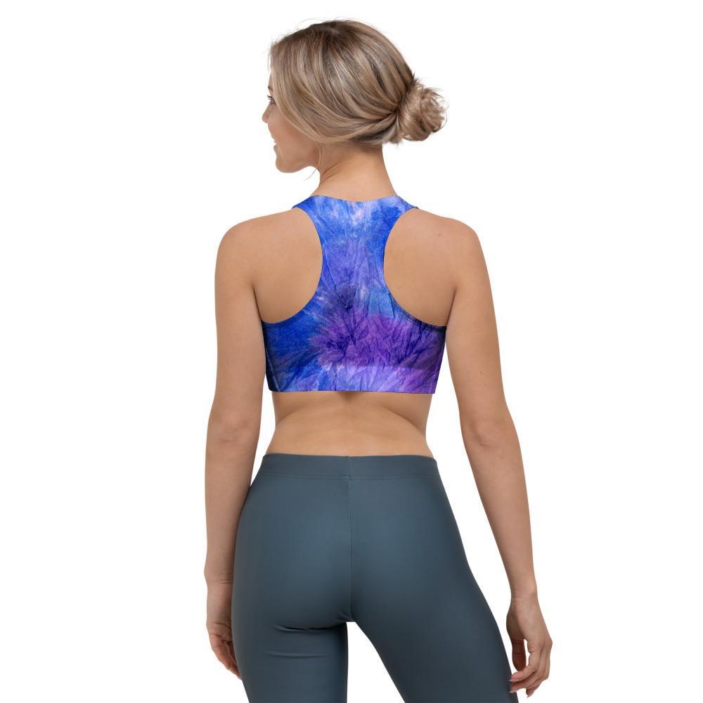 Purple And Blue Tie Dye Sports Bra-grizzshop