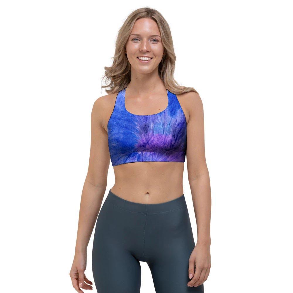 Purple And Blue Tie Dye Sports Bra-grizzshop