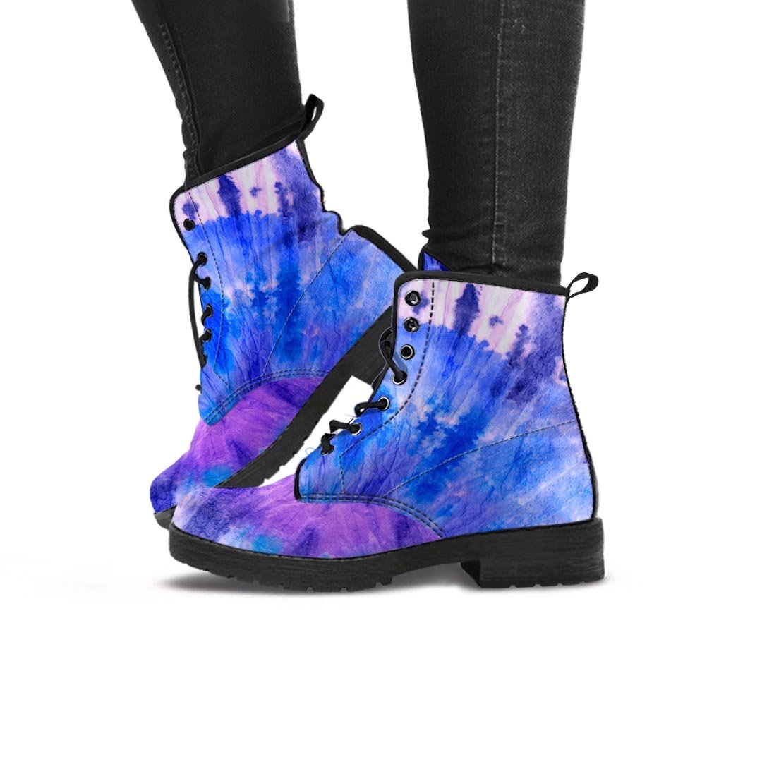 Purple And Blue Tie Dye Women's Boots-grizzshop