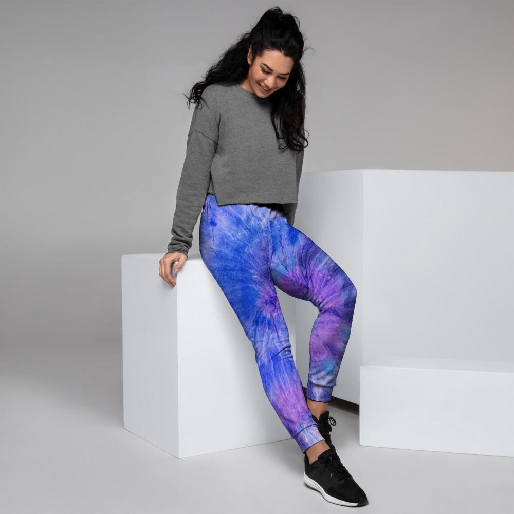 Purple And Blue Tie Dye Women's Joggers-grizzshop