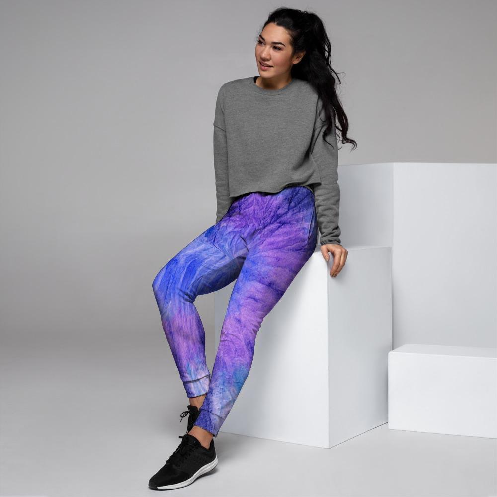 Purple And Blue Tie Dye Women's Joggers-grizzshop