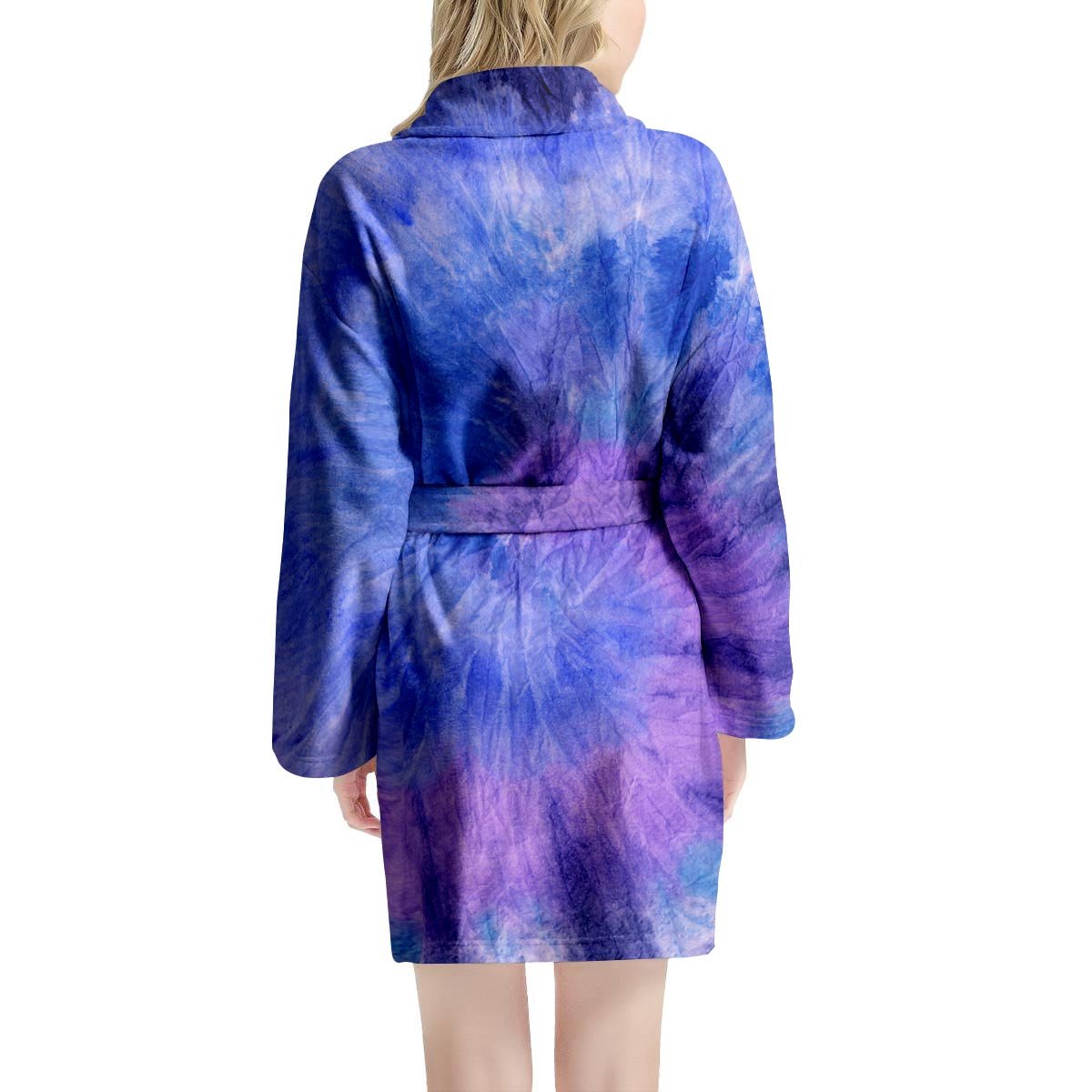 Purple And Blue Tie Dye Women's Robe-grizzshop