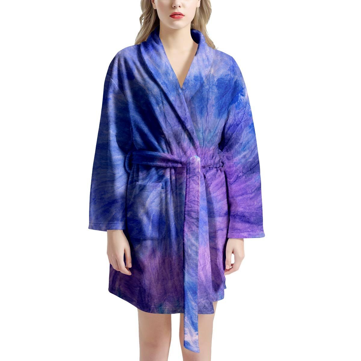 Purple And Blue Tie Dye Women's Robe-grizzshop