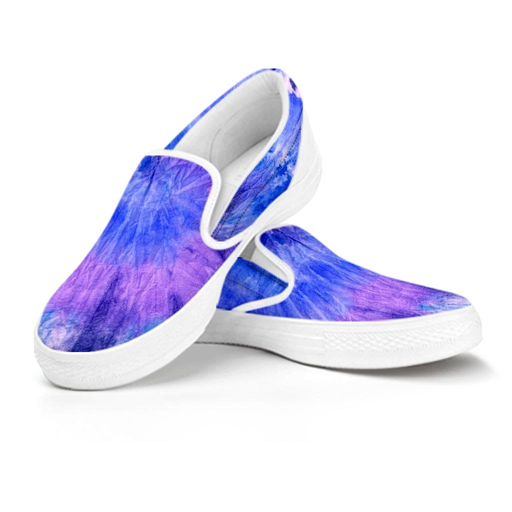 Purple And Blue Tie Dye Women's Slip On Sneakers-grizzshop