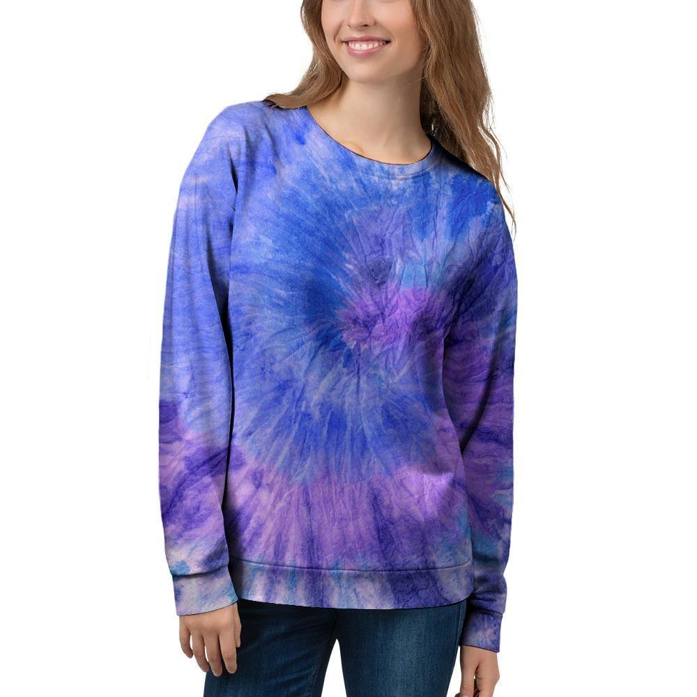 Purple And Blue Tie Dye Women's Sweatshirt-grizzshop