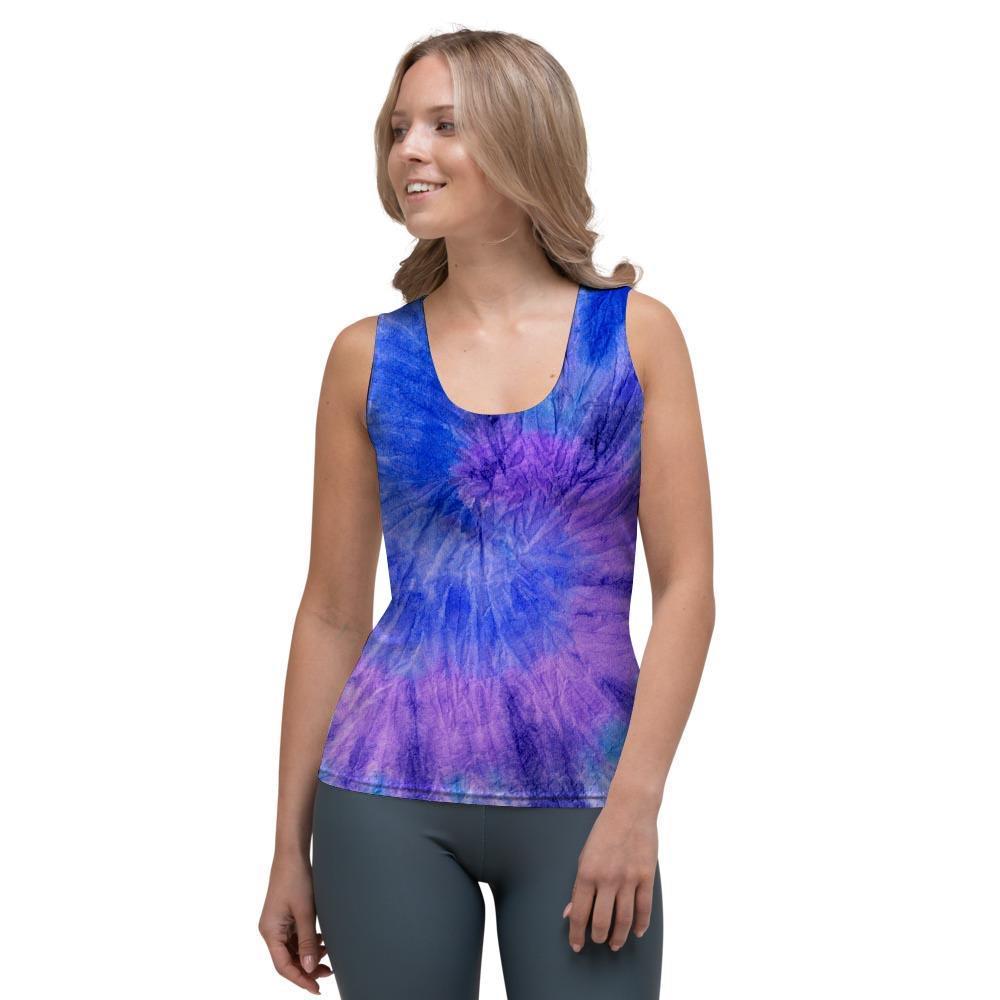 Purple And Blue Tie Dye Women's Tank Top-grizzshop