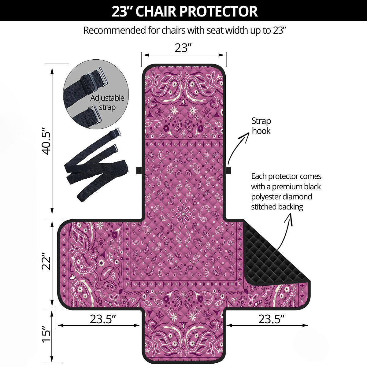 Purple Bandana Print Armchair Protector-grizzshop