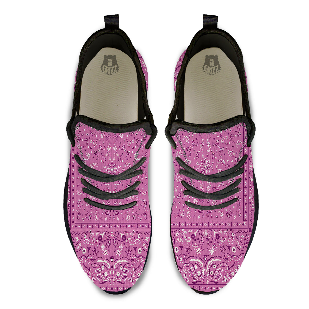 Purple Bandana Print Black Athletic Shoes-grizzshop