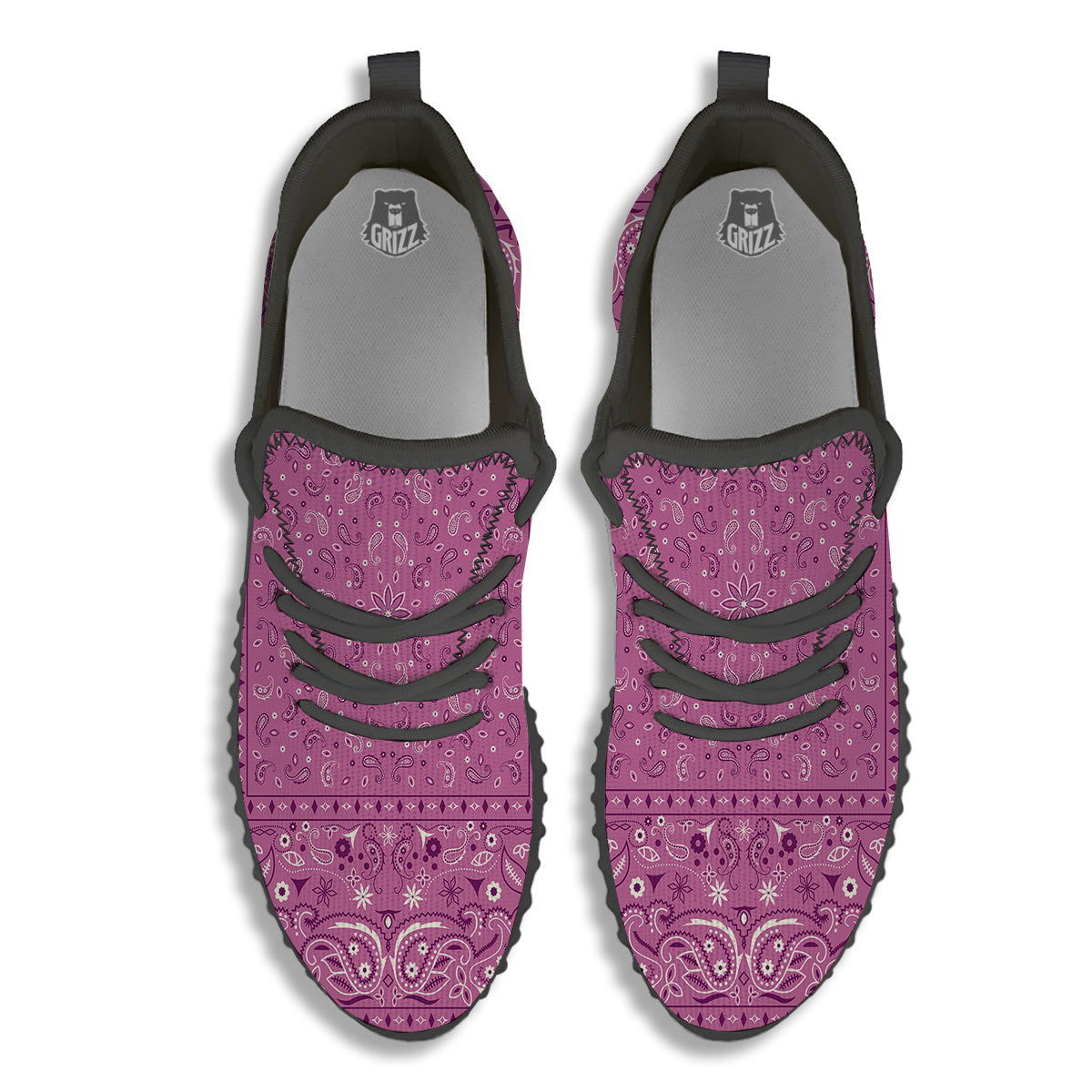 Purple Bandana Print Black Walking Shoes-grizzshop