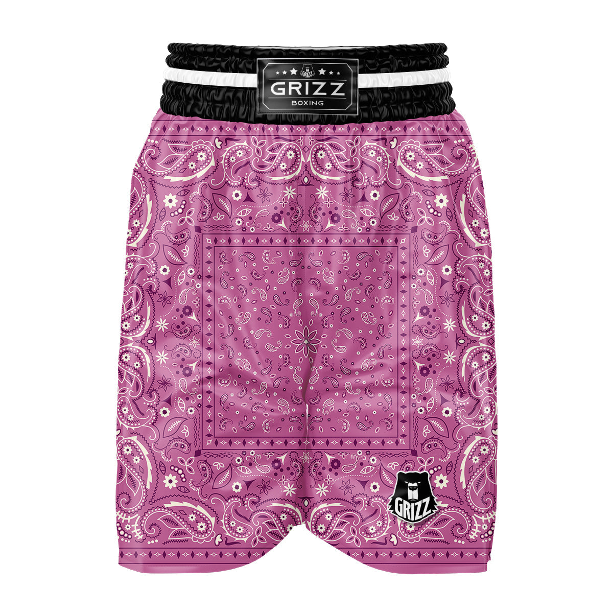 Purple Bandana Print Boxing Shorts-grizzshop