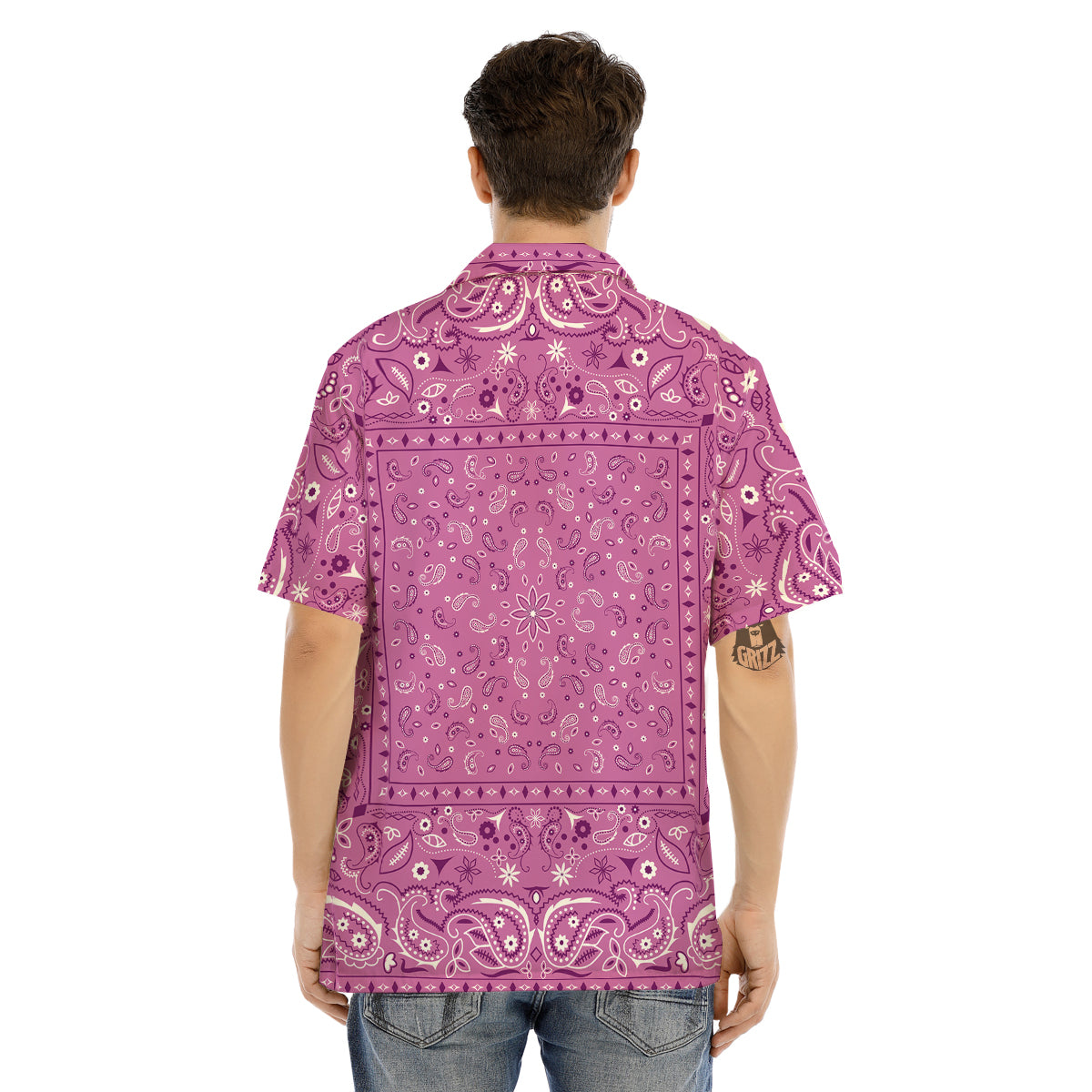 Purple Bandana Print Men's Hawaiian Shirt-grizzshop