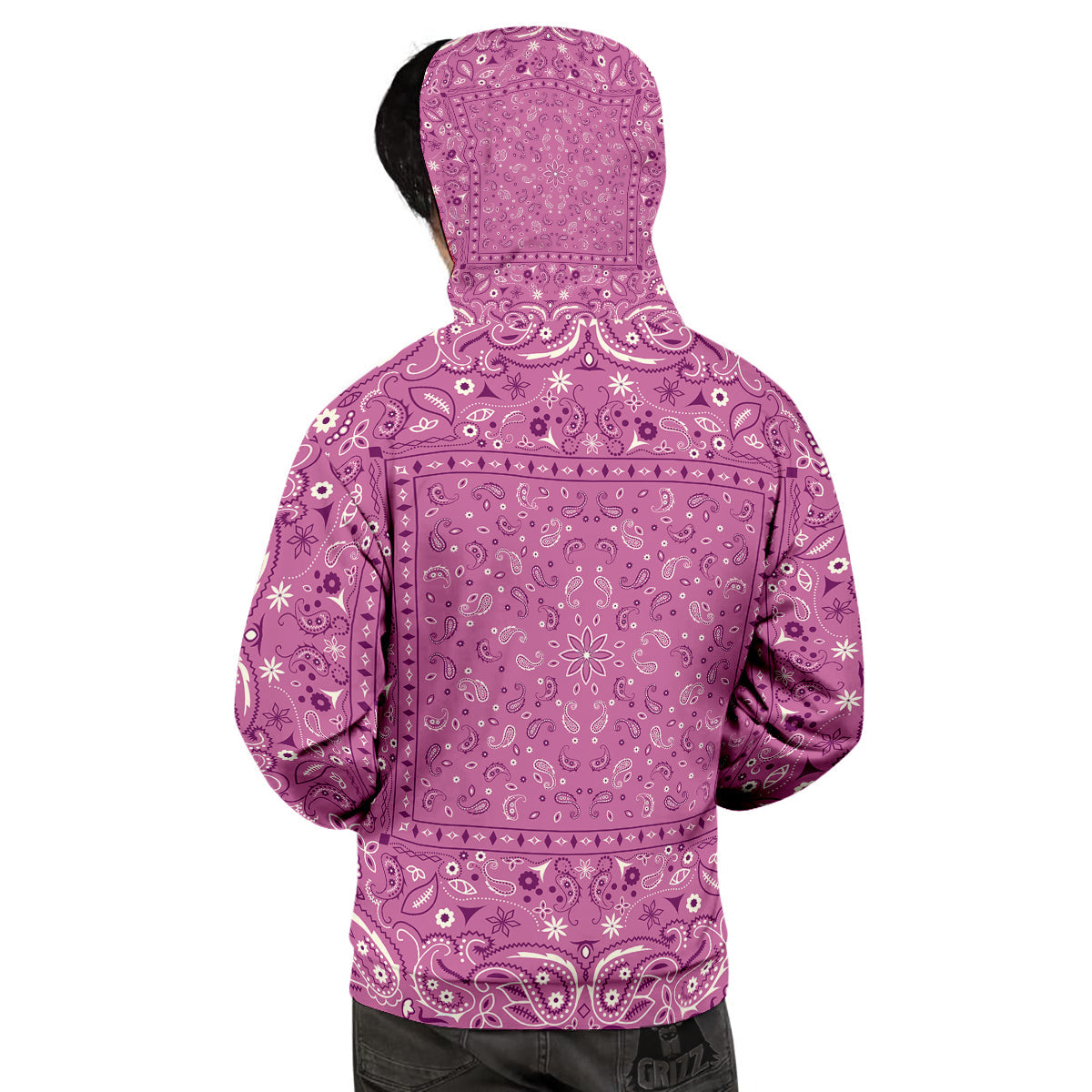 Purple Bandana Print Men's Hoodie-grizzshop