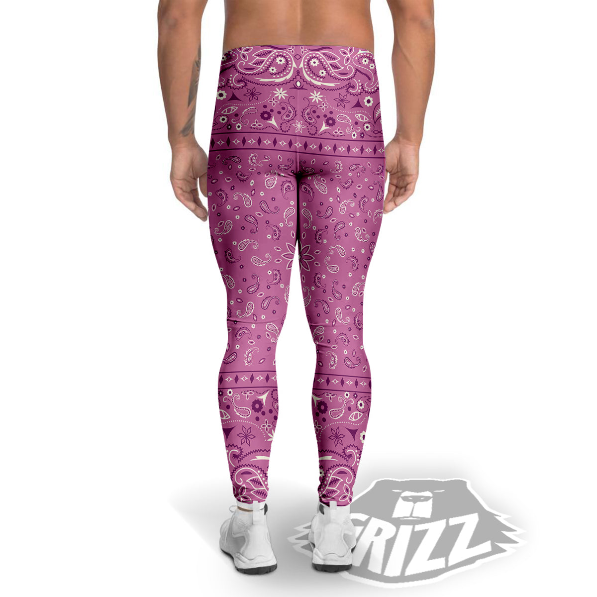 Purple Bandana Print Men's Leggings-grizzshop