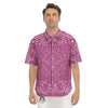 Purple Bandana Print Men's Short Sleeve Shirts-grizzshop