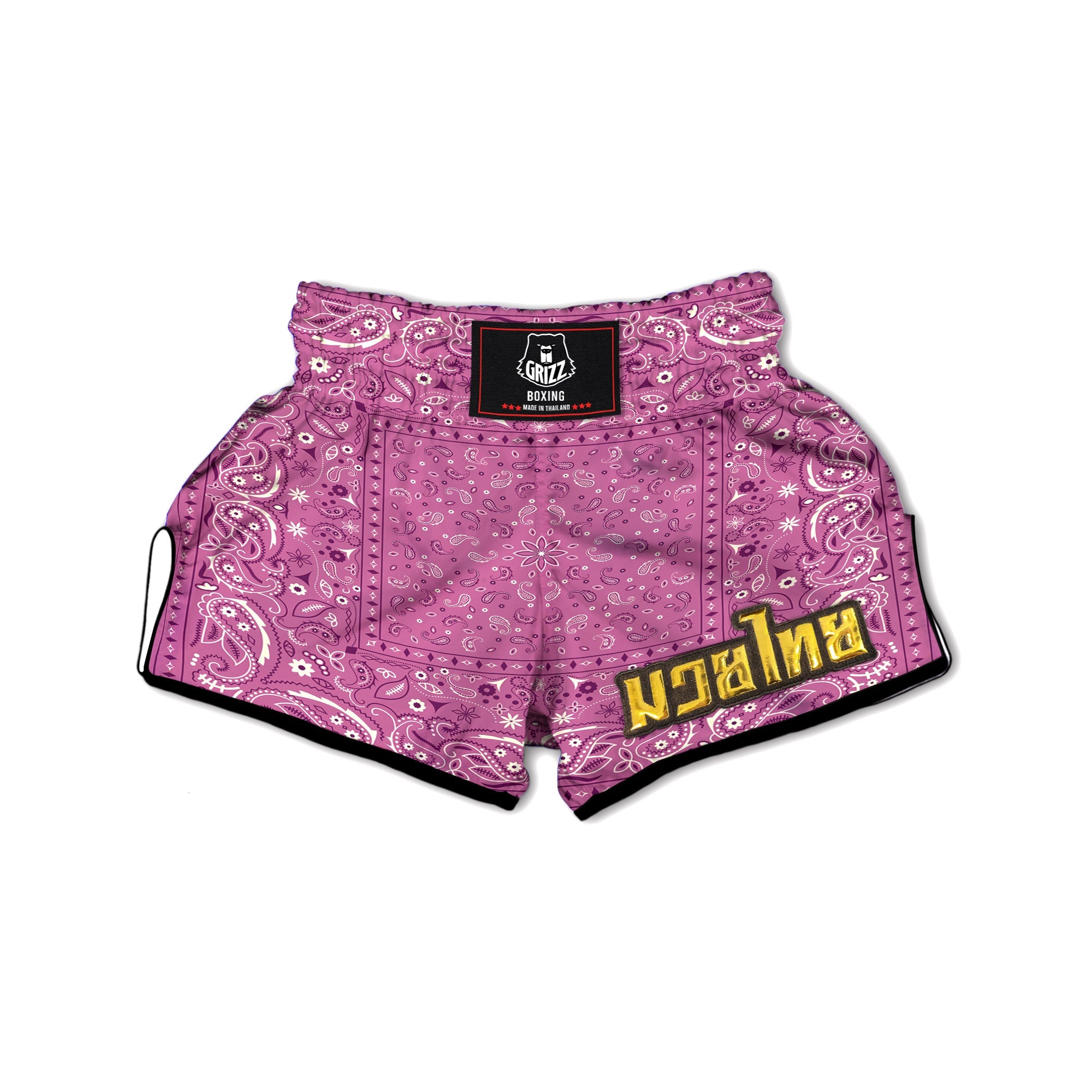 Purple Bandana Print Muay Thai Boxing Shorts-grizzshop