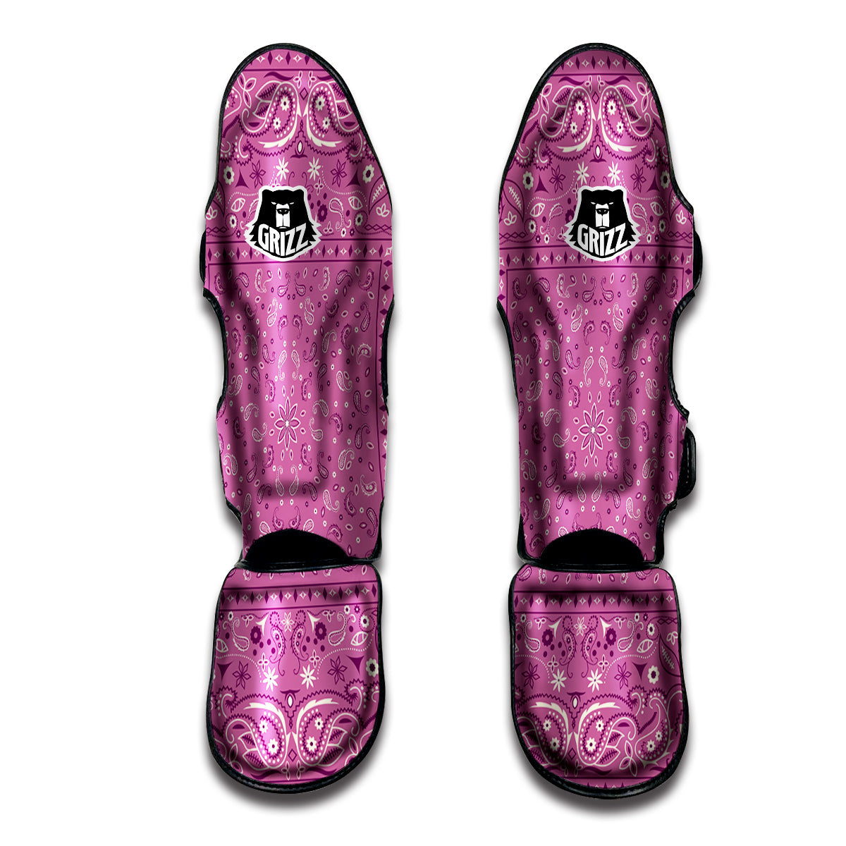 Purple Bandana Print Muay Thai Shin Guards-grizzshop