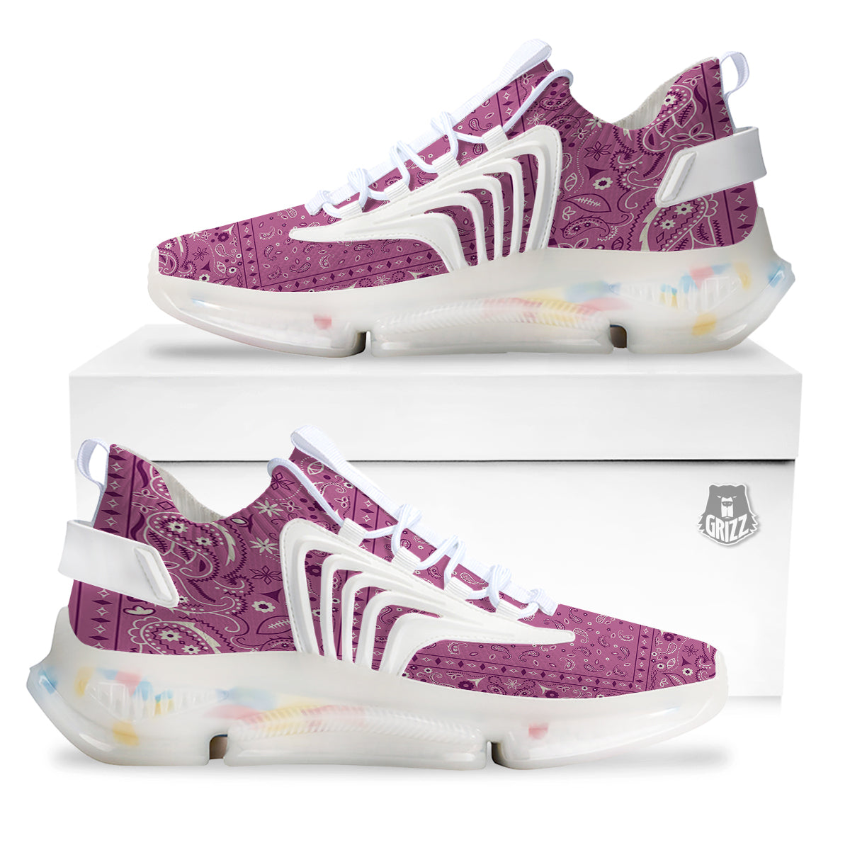 Purple Bandana Print White Gym Shoes-grizzshop