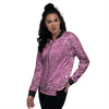 Purple Bandana Print Women's Bomber Jacket-grizzshop