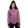 Purple Bandana Print Women's Bomber Jacket-grizzshop