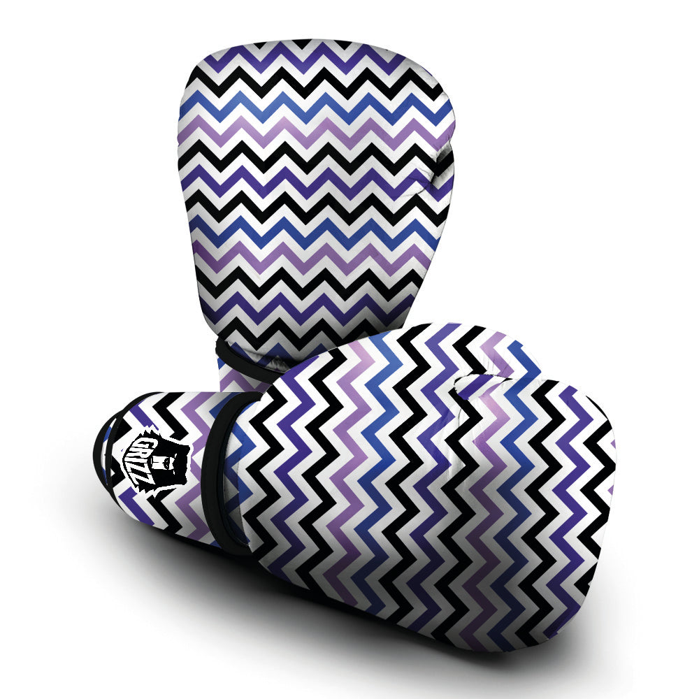Purple Blue And Black Chevron Print Boxing Gloves-grizzshop