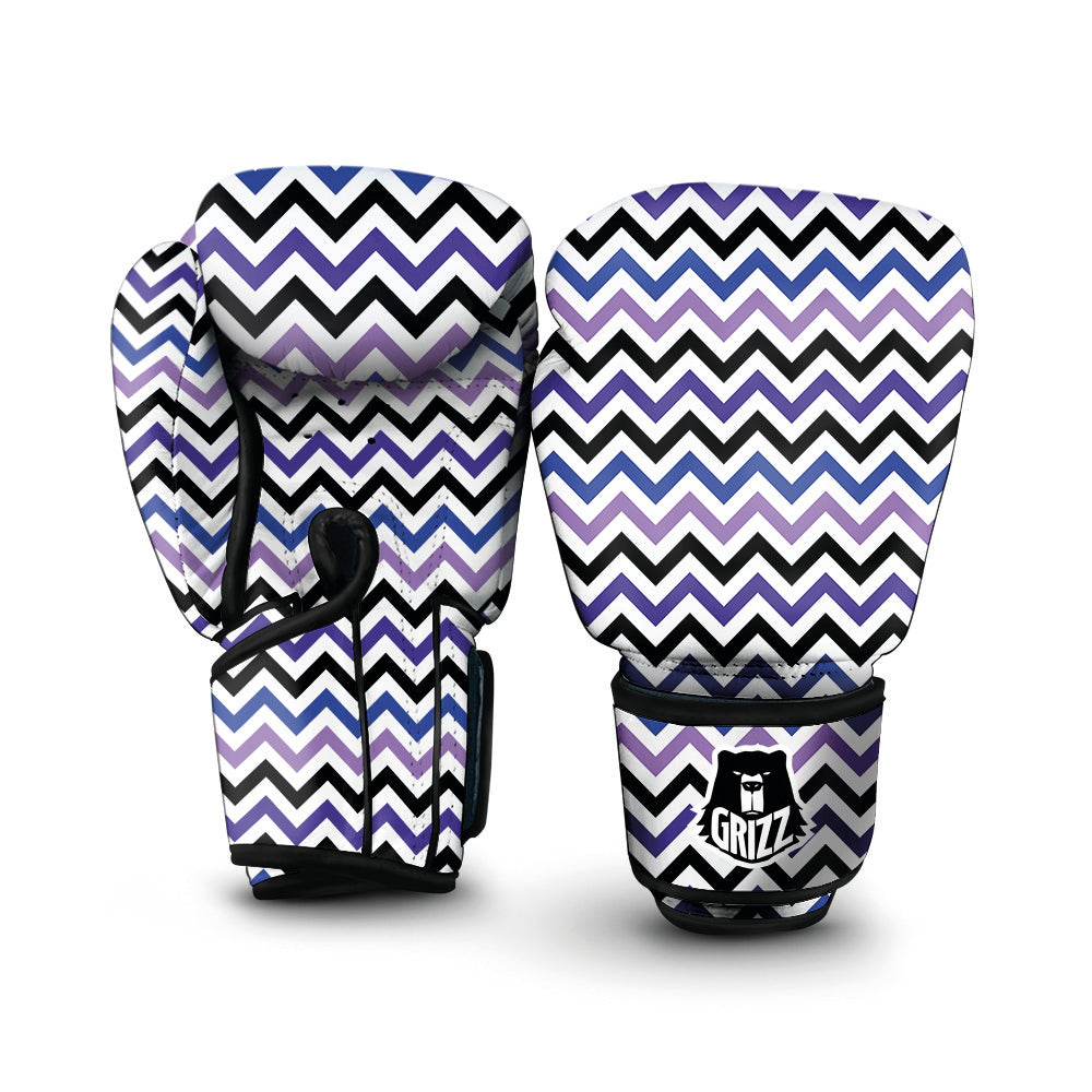 Purple Blue And Black Chevron Print Boxing Gloves-grizzshop